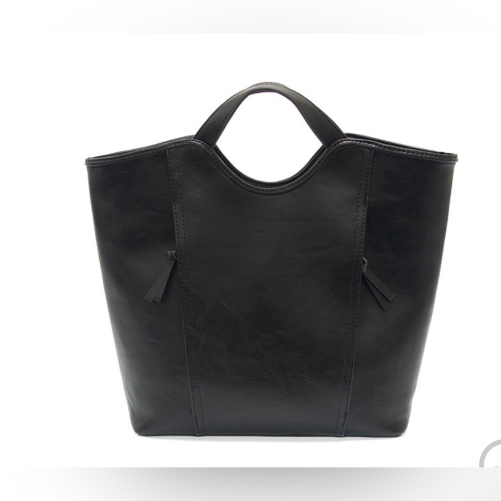 Joy Susan Black Emily Double Zip Vegan Leather Tote